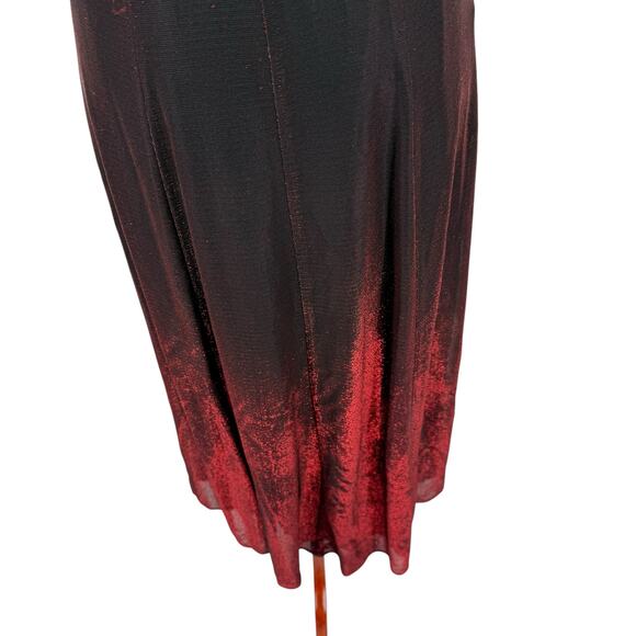 VTG 80s Women's Red Black Sparkly Two Toned Maurices A Line Maxi Prom Dress 7/8 - Picture 4 of 12